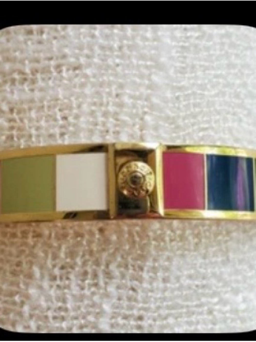 Coach Legacy Multi Color Gold
Tone Bangle Bracelet 2.5"